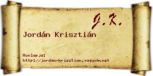Jordán Krisztián névjegykártya